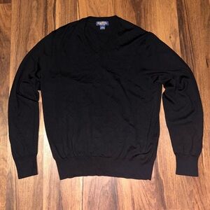 Brooks Brothers Saxxon 100% Wool Men's V-Neck Sweater Size Large Business Casual
